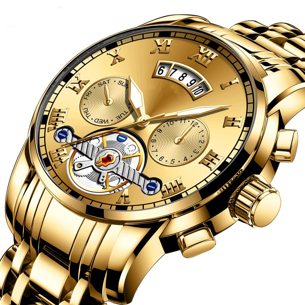 Mens Stainless Steel Luminous Clock Watch Casual 3Bar Waterproof Outdoor Sport Wristwatch