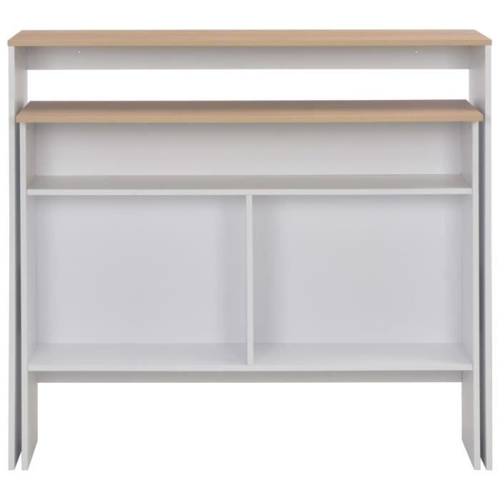Table de bar - vidaXL - 130x40x120cm - Blanc - Aggloméré - 2 places