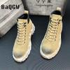 Fashion High Top Color Block Leather Boots Men Fashion Motorcycle Ankle Colorful Designer Boots for Men Boots Lace-Up Luxury Man Shoes