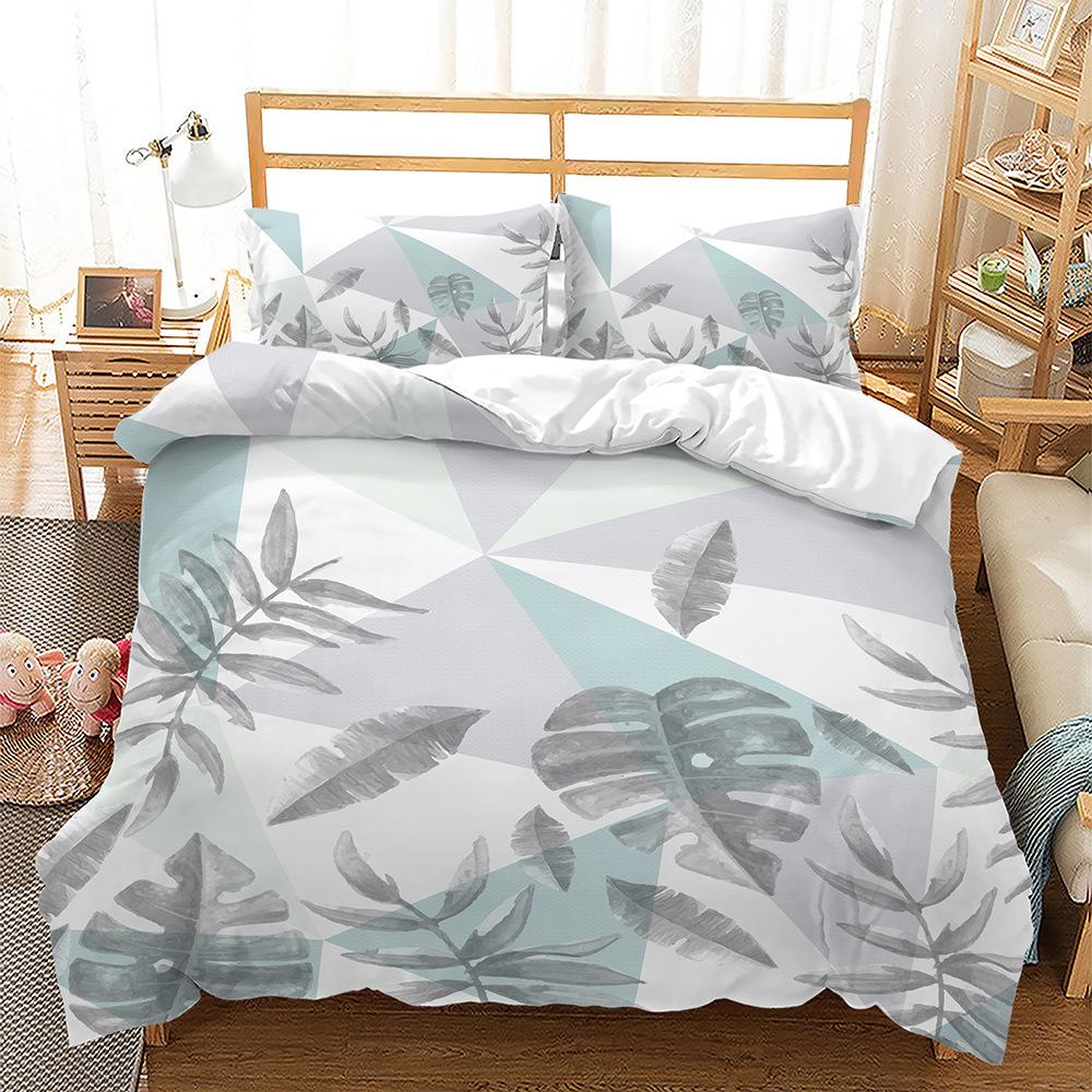Four-leaf Clover Duvet Cover Set Green Leaves with Good Luck Polyester Comforter Cover for Kids Boy Girl Bedding Set King Size