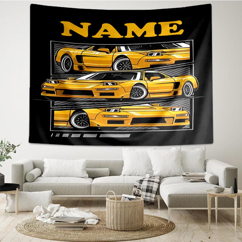 Custom Name Racing Print Tapestry, Backdrop, Easy Setup, Ideal for Bedroom, Office & Living Room, with Aesthetic Wall Hanging Decor.