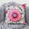 Peach Blossom Pattern Sofa Bedside Cushion Cover Home Decoration Pink Flower Print Pillow Cover