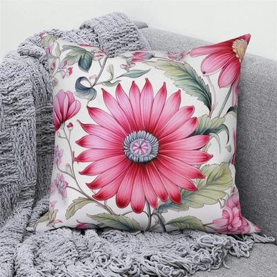 Copricuscino Decorativo con Motivo Fiori di Pesco per Divano, Letto, Comodino, Decorazione Casa, Stampa Fiori Rosa