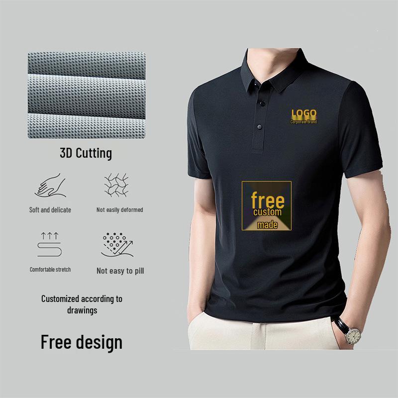 Men's Custom Short-Sleeve Polo Shirt with Logo – Seamless, Heat-Sealed, 3D Cut Design.