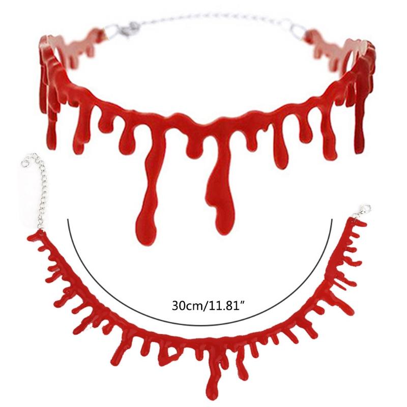 Collar de Sangre de Halloween Gargantillas para Mujer Collares Decoración DIY Fiesta de Halloween Accesorios de Terror Juguete para Niños Regalo Casa Encantada