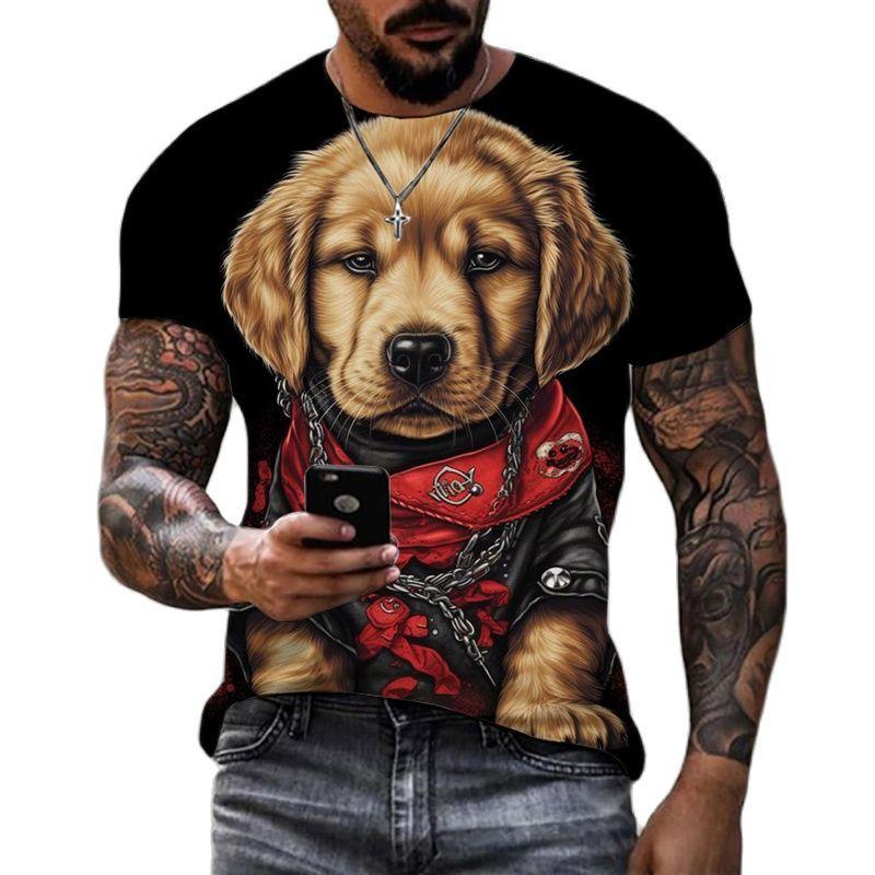 Tričko pro muže Hip Hop Trend Harajuku Top Bulldog Potisk Léto Tričko s krátkým rukávem Neformální trička s výstřihem do O Vtipné oblečení