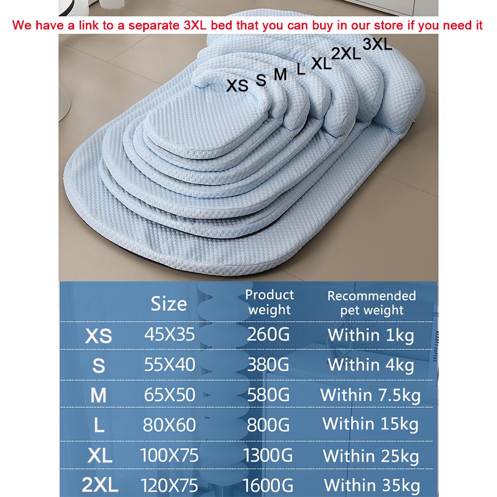 Kühlendes Sommer-Hundebett, Eisseide, kühlende Haustiermatte, Schaumstoff, Schlafsofa, Zwinger, abnehmbares Sommer-Hundebett aus kühlendem Stoff, Haustierkissen
