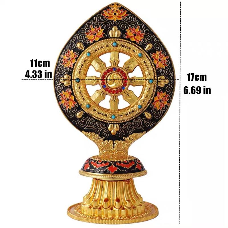 Golden Buddhist Furnishing Golden Wheel Tantric Alloy Handicraft Auspicious Tibetan Tribute Buddhism Home Gift Indoor Decorative