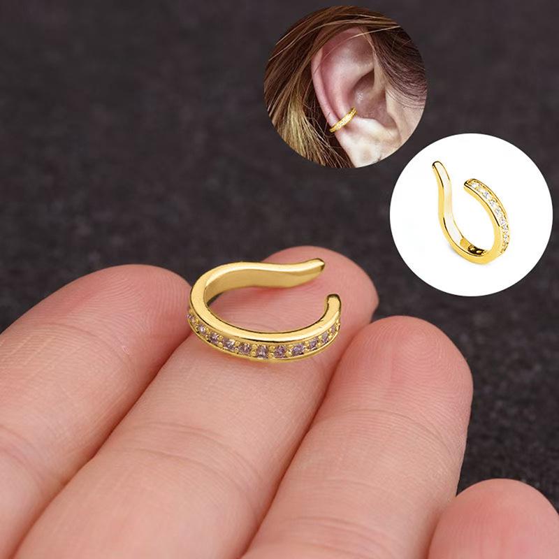 1Piece   Zircon C Type Clip Earrings Punk Rock Unisexual  No Hole Ear Clip Earring Jewelry