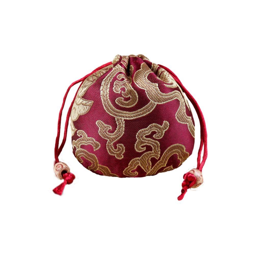 Chinese Style Embroidery Flower Drawstring Bag Jewelry Packing Bag Festive Sugar Bag  Daily