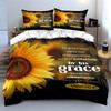 Graceful Sunflower Scripture Decor  Kid'S And Adults' Bedroom Decor, Exquisite Three-Piece Bedding Set Gift