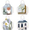 Ärmellose Schürze im nordischen Stil, Leinen, für Zuhause, Küche, Serie 'Ruhiges Jahr', Kindergarten, Malen, Taille, Eltern-Kind-Kleidung