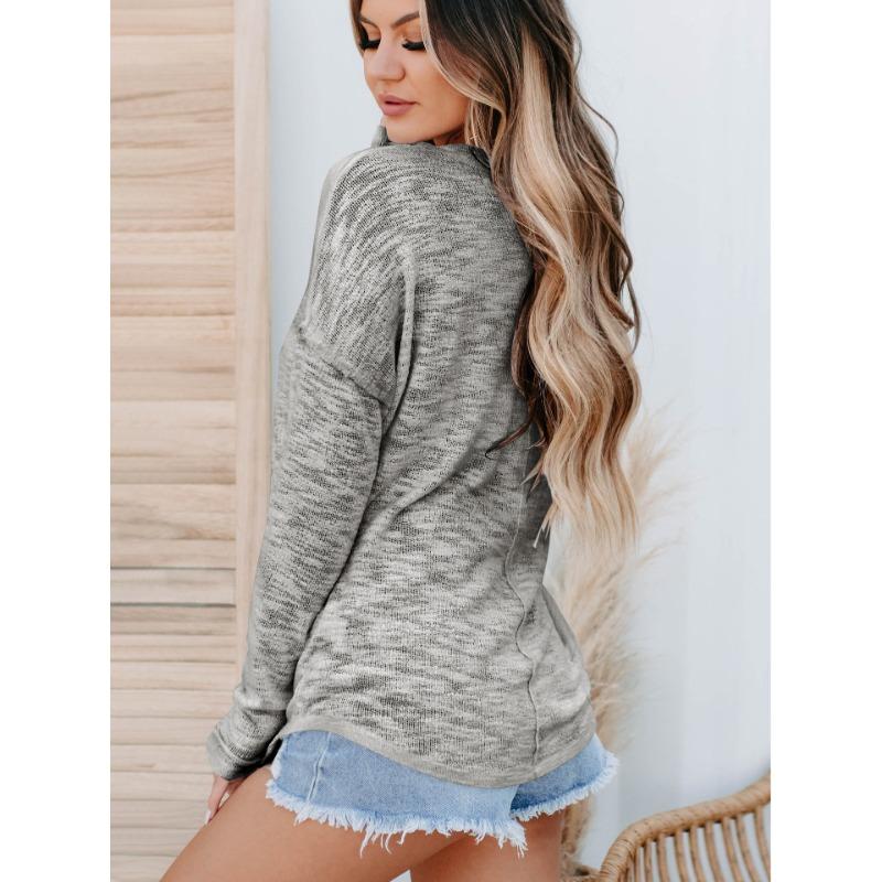 Women S Long Sleeve Casual Solid Color T Shirt Loose Fit Top