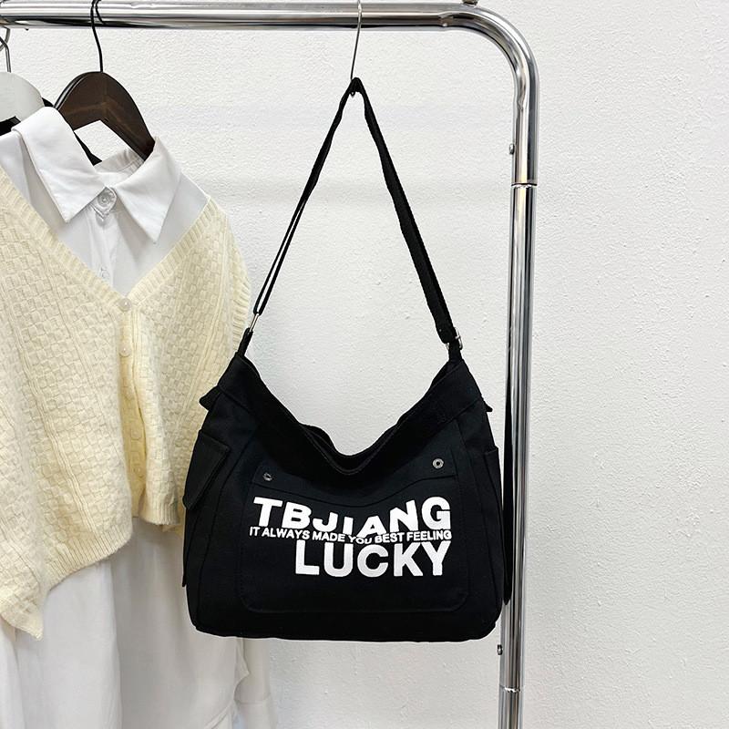 Трендовая ретро минималистичная холщовая сумка-тоут для повседневного использования, для колледжа, для поездок на работу Black