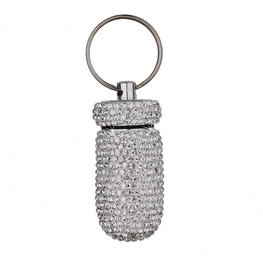 Pill Container Portable Pill Bottle Case Waterproof Travel Crystal Mini Pill Holder Storage with Keychain for Outdoor