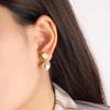 French Style Pearl Spiral Wave Titanium Steel Earrings