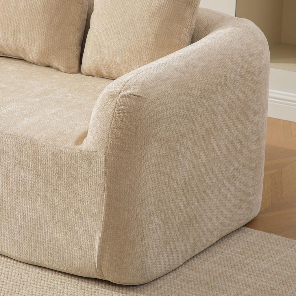 Modular Compression Sofa Made of Chenille Fabric, Filled with 30D High-elastic Foam. Easy To Move, Non-slip Floor, Ideal for Living room.LIGHT KHAKI