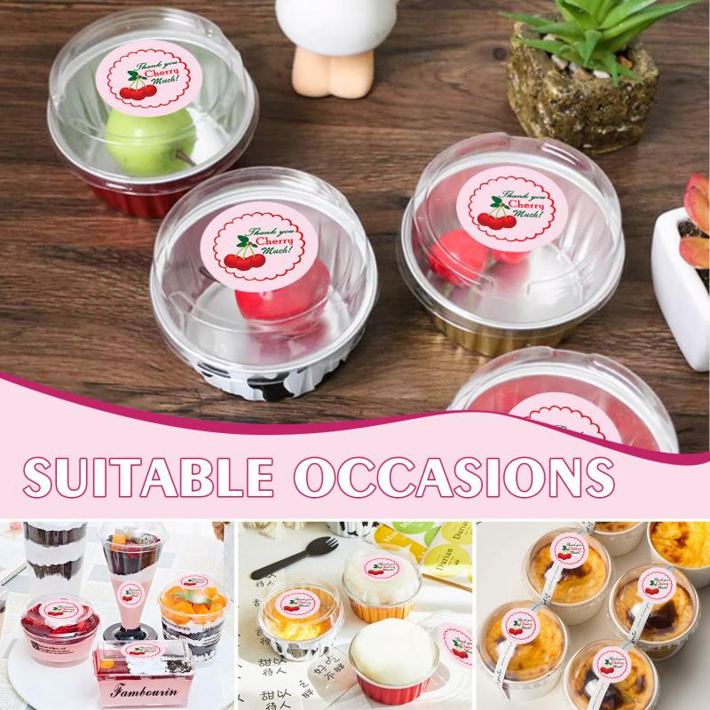 500 Stück Kirsch-Dankeschön-Aufkleber, Frucht-Klebeetiketten zum DIY-Umschlagversiegeln, Geschenkverpackung, Backen, Kuchen, Dessert, Basteln