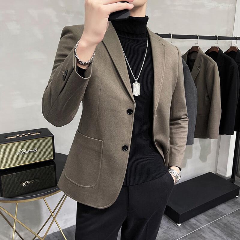 Hengyuanxiang Men's Winter Starry Wool Blend Suit Jacket