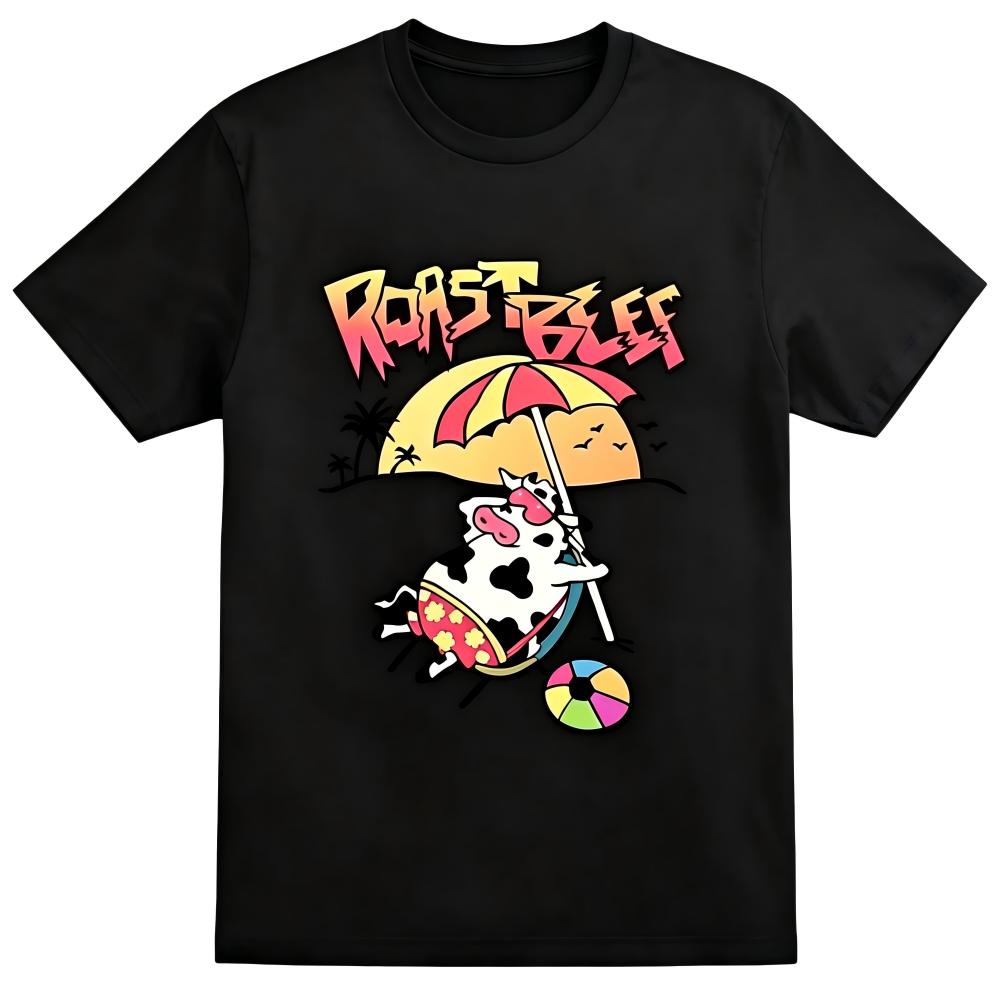 Roast Beef Beach Cow Graphic T-Shirt