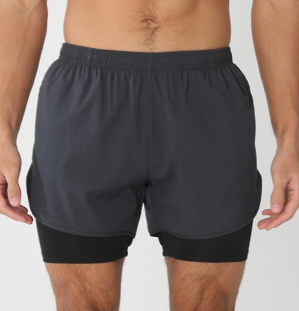 Men's Quick-Dry 2-in-1 Running Sports Shorts with Anti-Exposure Liner