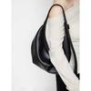 2026 New Women's Black Crescent Bag High Quality PU Leather Minimalist Underarm Shoulder Crossbody Dumpling Bag for Daily Use