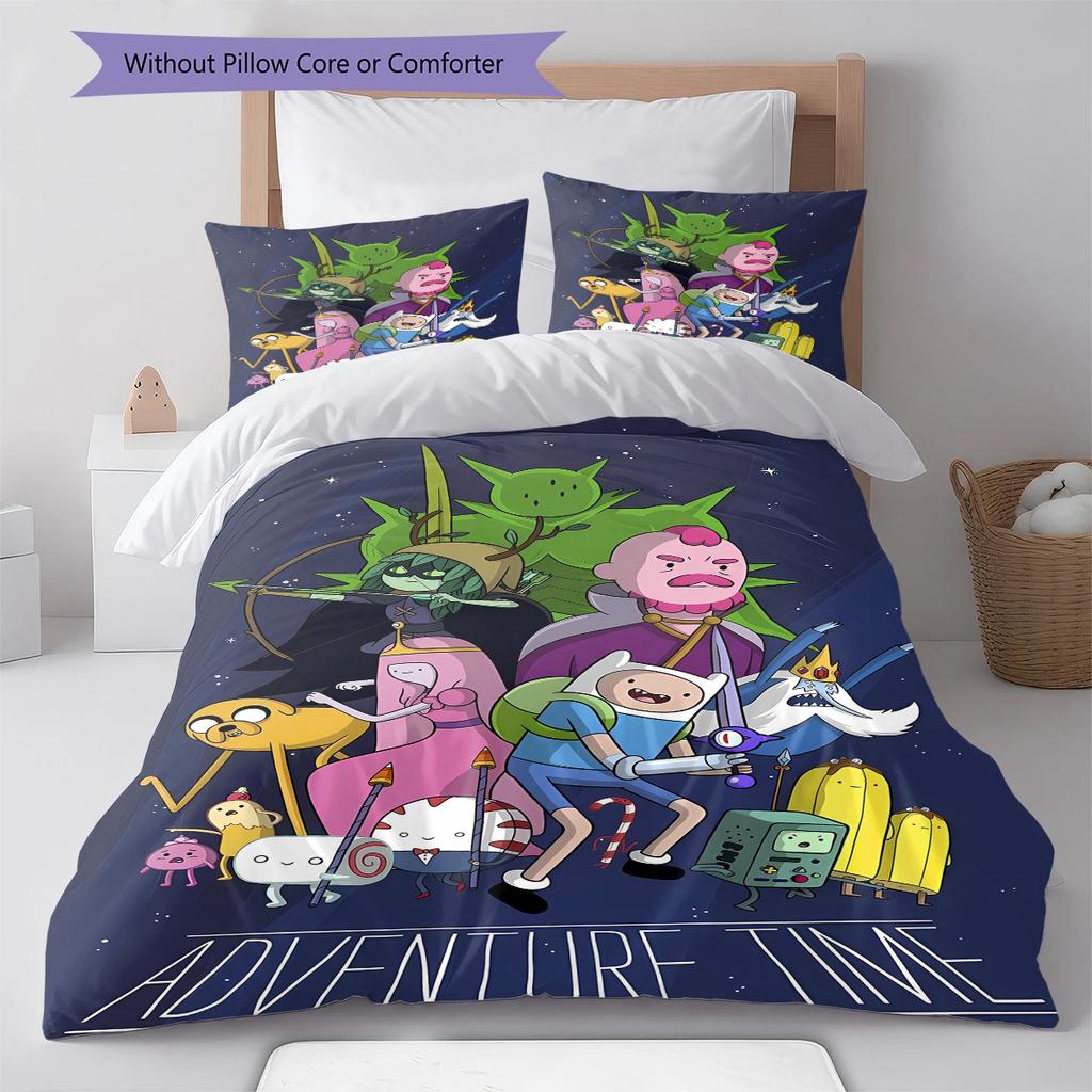 Adventure Time Pattern Bedding,Quilt Set Quilt Cover Pillowcase Home Decoration Birthday Gift (1 * duvet cover + 2 * pillowcase, without core)