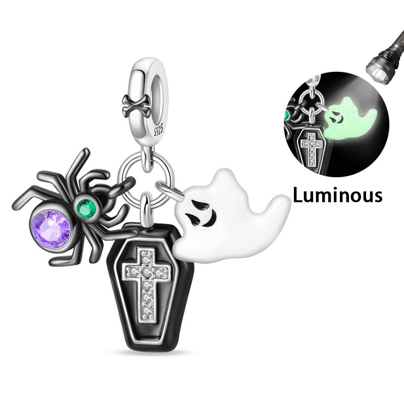 Original Copper Color Fashion Halloween Series Luminous Skull Elf Pumpkin Charms Beads Fit Qikaola Bracelets Diy Jewelry