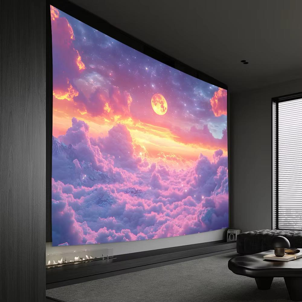 VIKAMA Dream Starry Sky Gradient Tapestry Pink Purple Orange Yellow Galaxy Stars Bedroom Bedside Living Room Decoration
