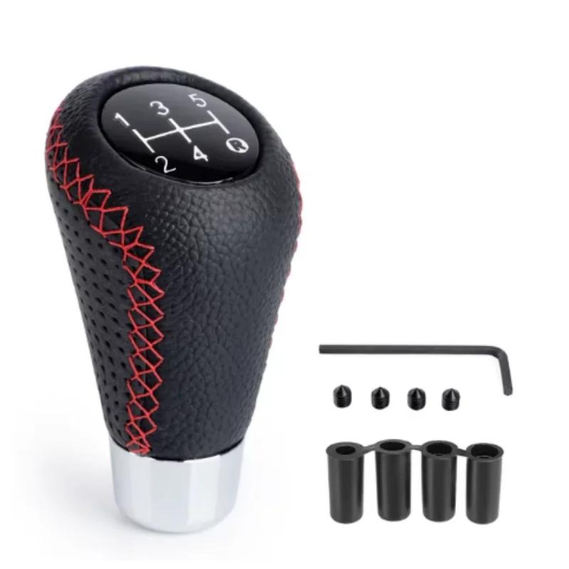 Universal 5 Speed Manual Leather Red Stitch Gear Shift Knob Car Gear Stick Shift Knob Lever Manual Transmission M8 M10 M11 M12