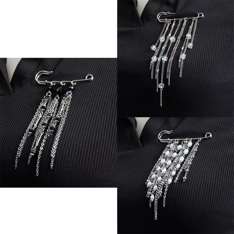 Elegant Pearl Chain Tassel Brooch Fashion Women Clothing Decor Accessories Jewelry Pin Pants Waist Adjust Pins Bag Pendant Gifts