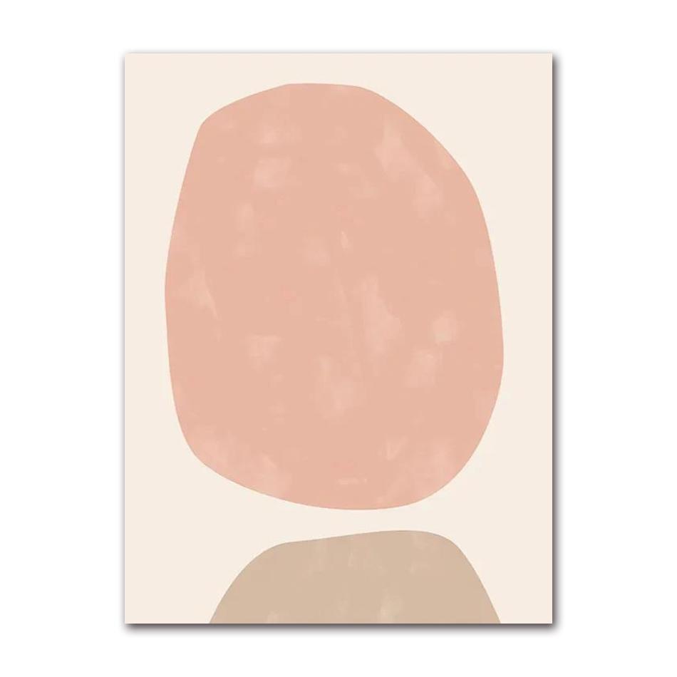 Pink & Green Geometric Abstract Canvas Poster, Minimalist Plant Leaf & Floral Wall Art Prints for Living Room Home Decor