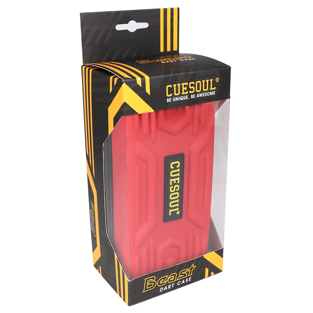CUESOUL BEAST Dart Case Steel Tip Big Dart Carrying Storage Fits Dart and Red Case for Three Darts (for Tip/Soft Darts), Tips, Shafts, Flights,