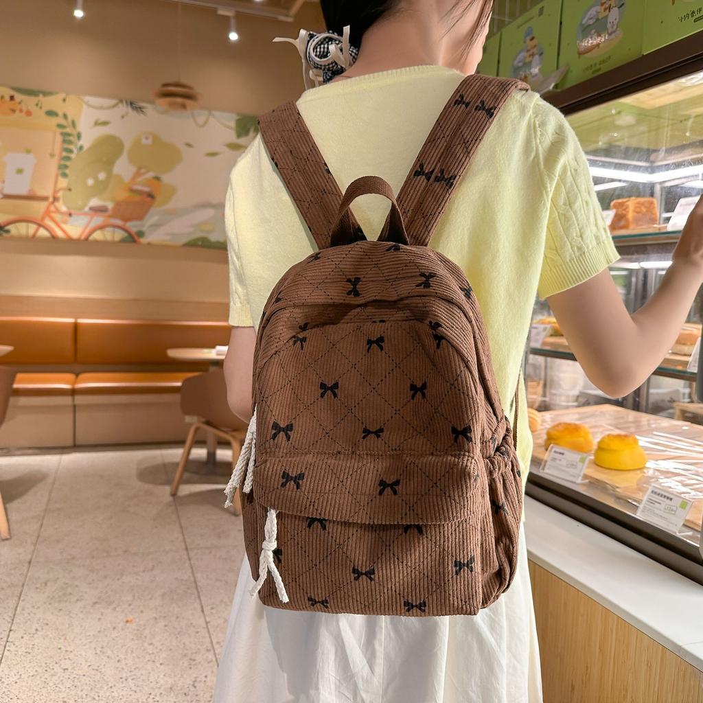 Zaino a Coste Zaino Scolastico Borsa da Viaggio per Ragazze Zaino Semplice Versatile Borsa con Fiocco Zaino Leggero da Viaggio