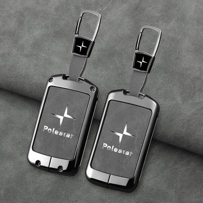 Zinklegierung Leder Auto Smart Key Halter Hülle für Polestar 3 Polestar 4 2023 2024 Schlüsselanhänger Auto Schlüsselhülle Zubehör