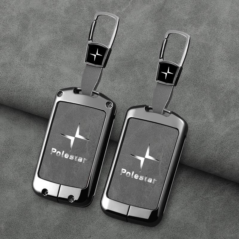 Cubierta Protectora de Aleación de Zinc y Cuero para Funda de Mando a Distancia de Coche Para Volvo Polestar 2 Polestar 3 2023 2024 Accesorios de Protección para Llave de Coche