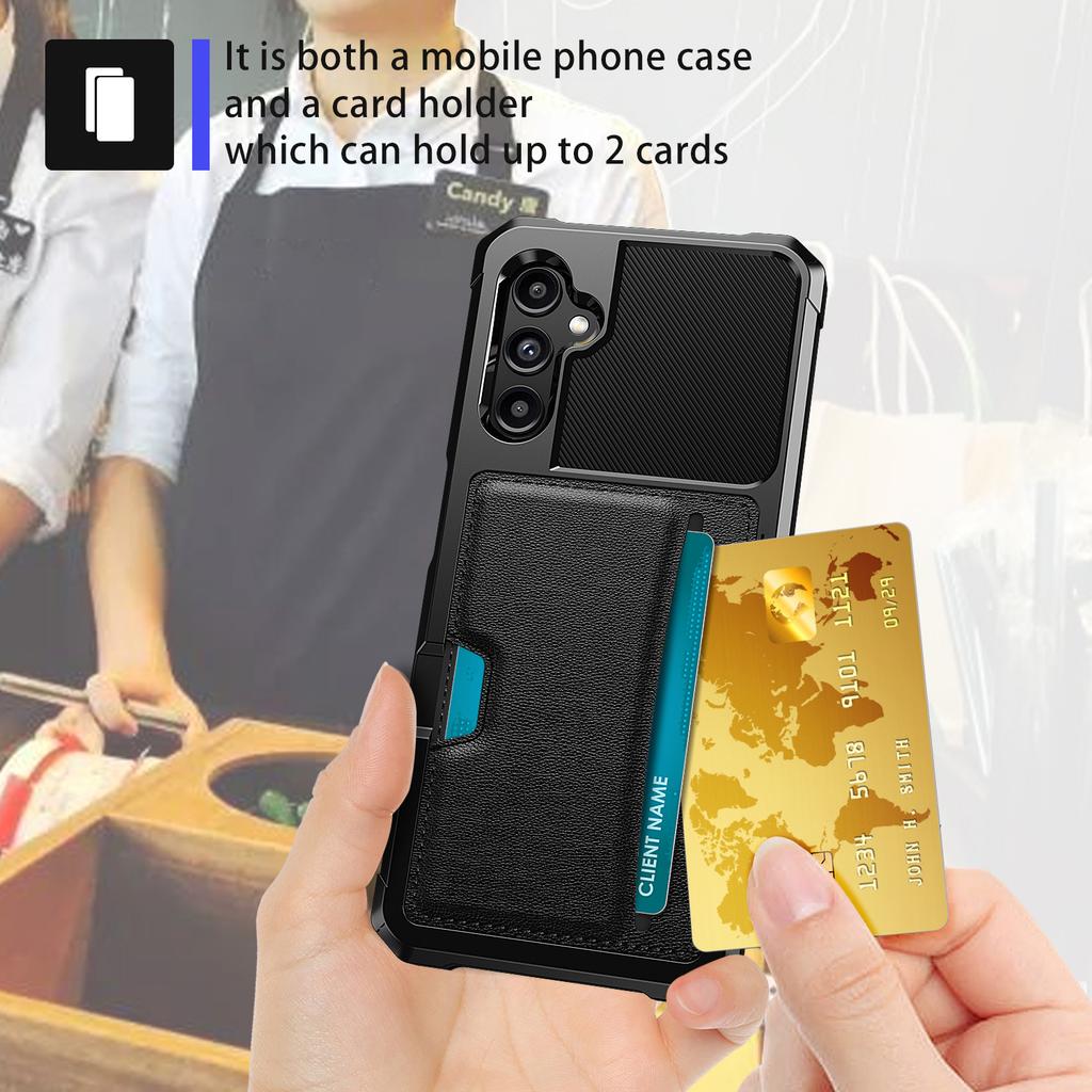 Back Case for Samsung Galaxy A24 4G (162.1 X 77.6 X 8.3mm) ZM02 PU Leather+TPU Card Holder Four Corners Shockproof Phone Shell