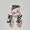 Accessories Green Leaf Shape Set Purple Crystal Zircon Set New New Green