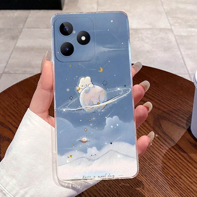 For Realme Note 50 Case Aesthetic Fashion Cute Cat Astronaut Transparent TPU Silicone Cover For Realme Note50 Phone Case RMX3834