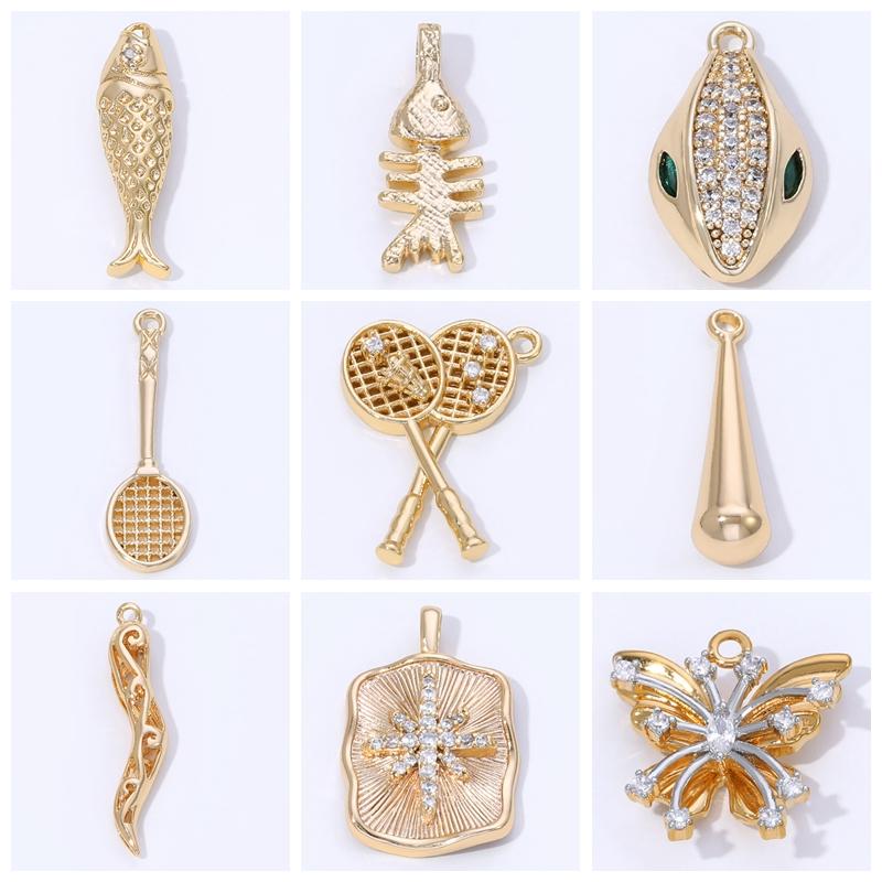 14K Gold Plated Brass Metal Dog Charms Pendant Animal Charms Pendant DIY Bracelet Necklace Making Accessories Jewelry Materials