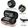Pen Case Printed 300D Polyester Spacious Storage Smooth Zipper with Main Compartment Mesh Pocket and Pen Slots for Everyday Study