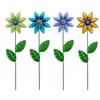 Iron Garden Stake Set 4pcs Rustic Outdoor Decoration for Yard Patio Balcony Home Decor Purple Yellow Blue Green 10x10x33cm