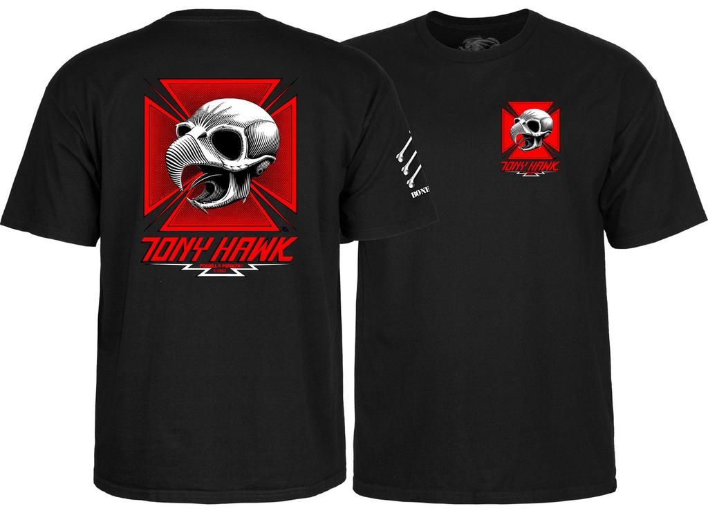 Powell Peralta BONES BRIGADE טוני הוק CHICKEN SKULL חולצת טי סקייטבורד שחורה