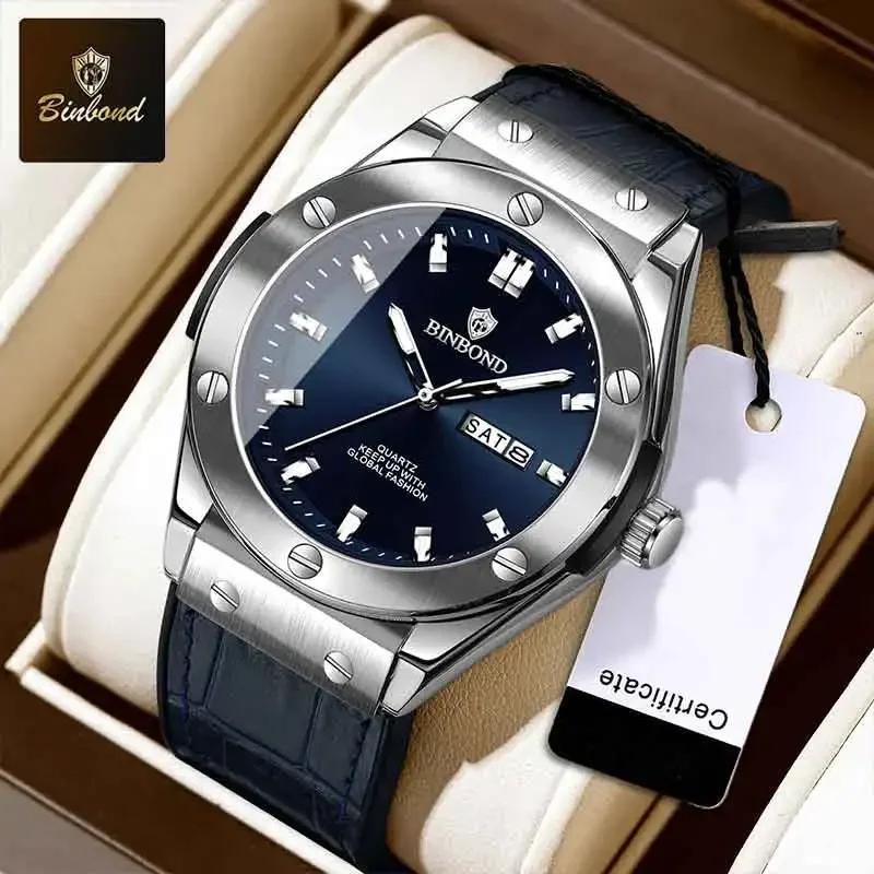 BINBOND Top Brand Business Classic Men's Watches Waterproof Date Week Luxurious Luminous Multifunction Fashion Male Quartz Watch