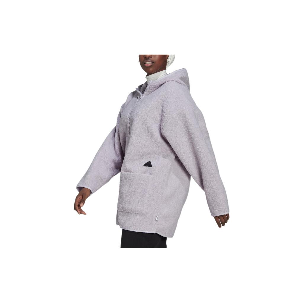 adidas Neuer Kapuzenpullover mit durchgehendem Reißverschluss und einfarbigem Logo Damen Oberbekleidung Lila HM2840