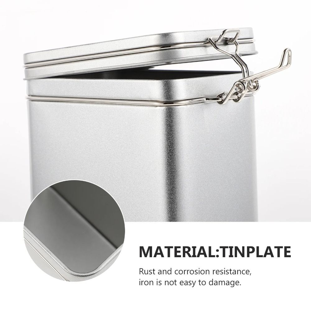 Silver Coffee Storage Canister Moisture Proof Tinplate Box Food Storage Case  Office