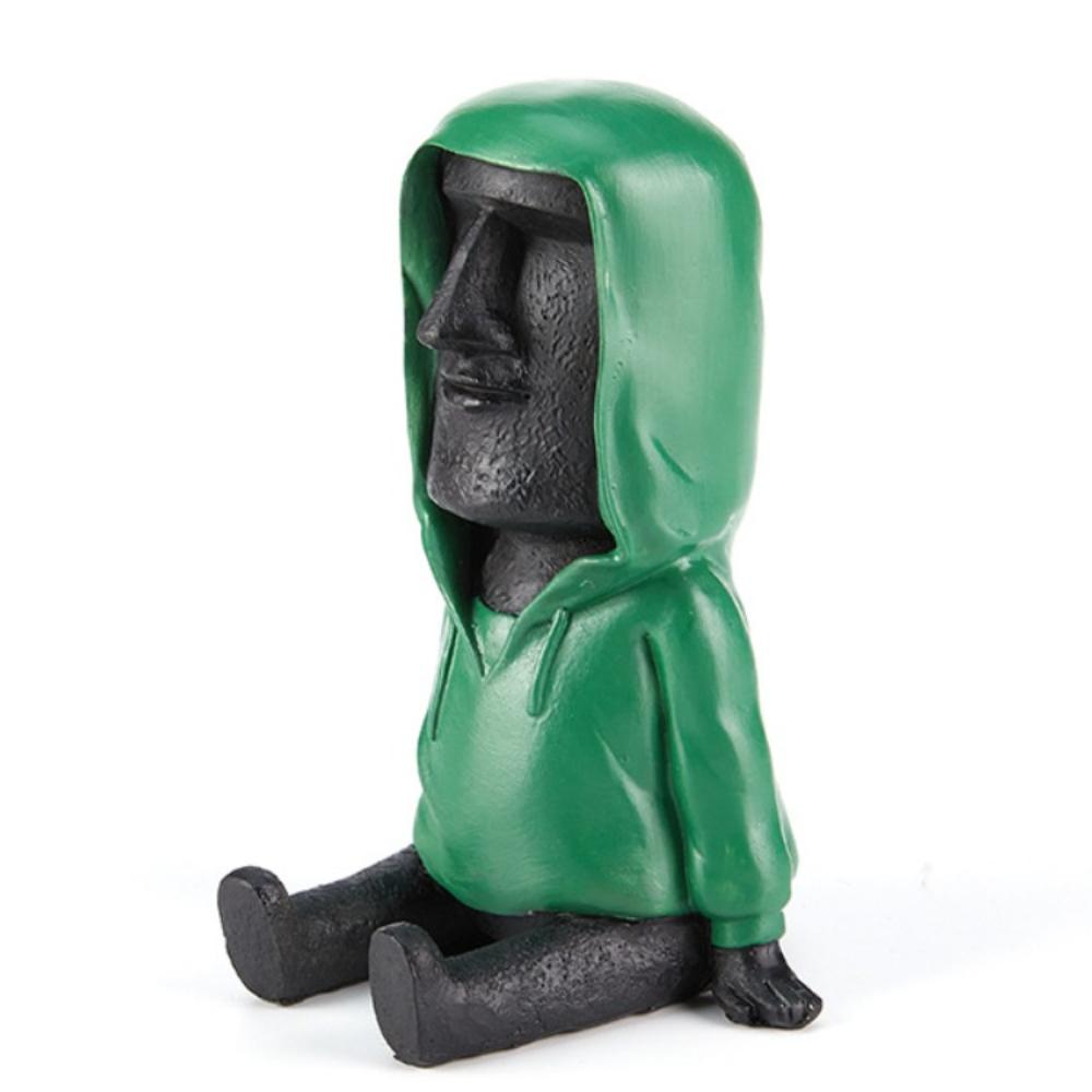 

Sculptures Easter Island Moai Statue Ornament Abstract Art Phone Stand Bookshelf Living Room Black&Green