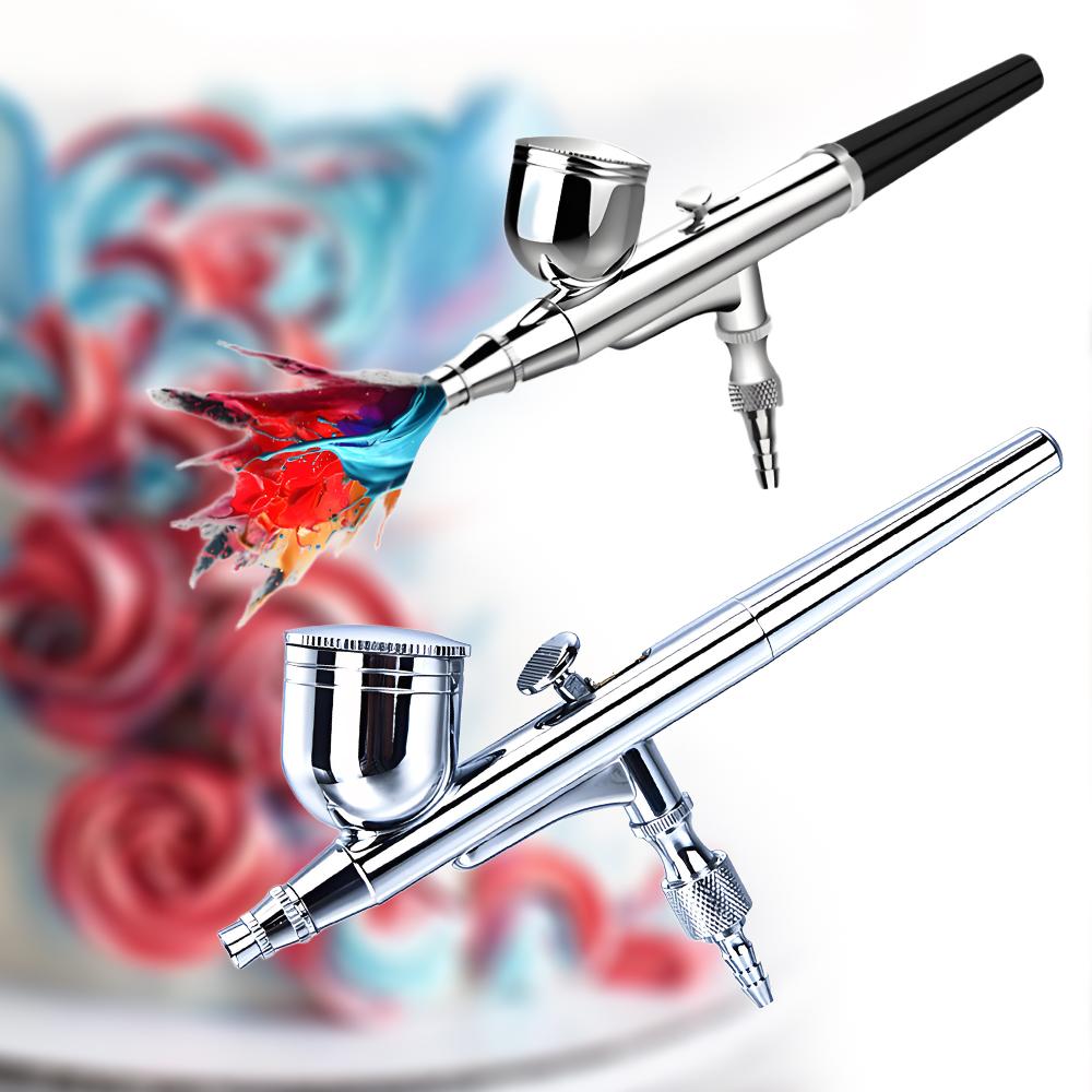 Dual-Action Airbrush Gun 0.3mm Nozzles Gravity Feed Spray Gun Set for Model Cake Nail Car Painting Beauty Inkjet Tool