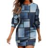 Long Sleeve Dress For Women Casual Printed Pullover Hip Pack Dress Sweater Dress