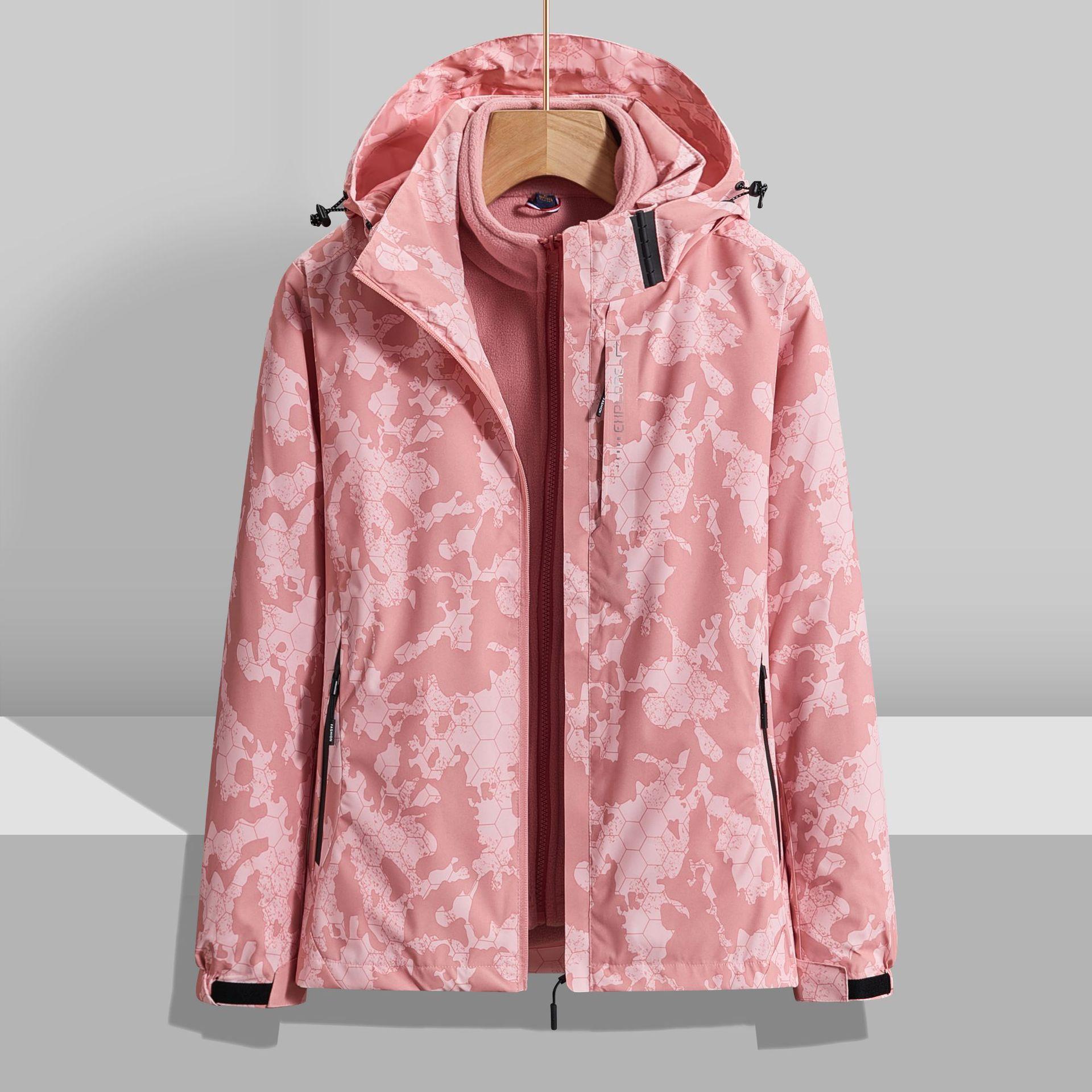 

Outdoor Three-in-one Jacket Women s Removable Fleece Liner Two-piece Mountaineering Suit M